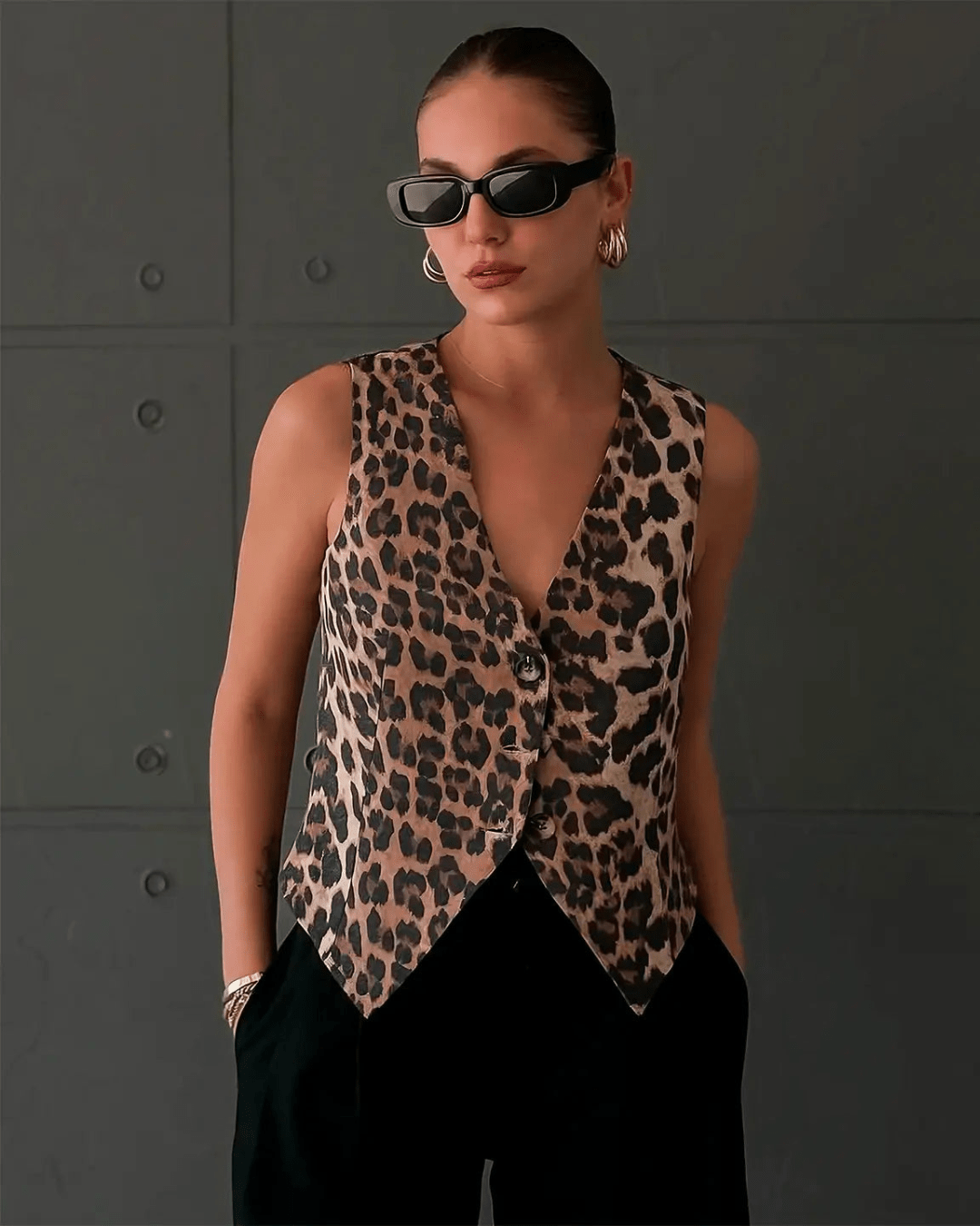 Gilet con stampa leopardata Pilar