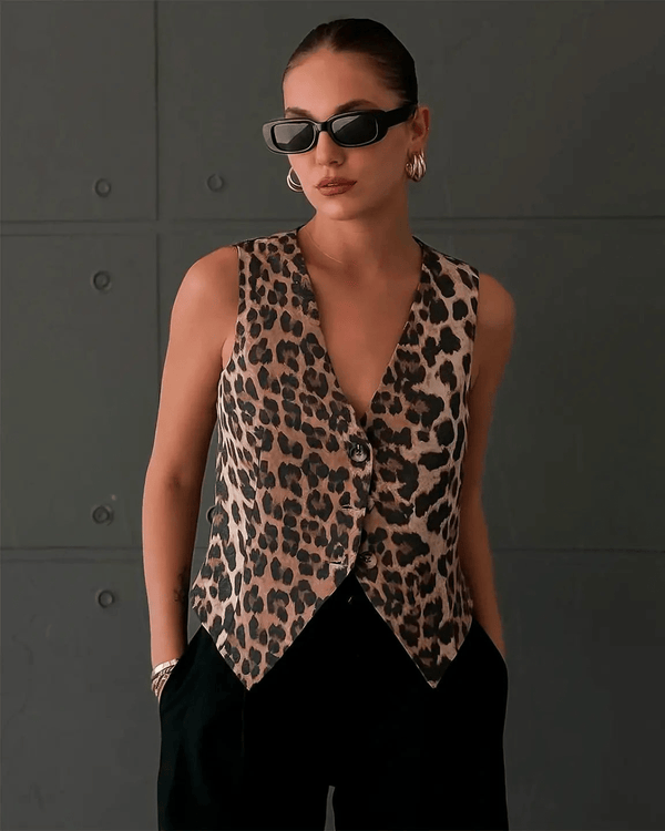 Gilet con stampa leopardata Pilar