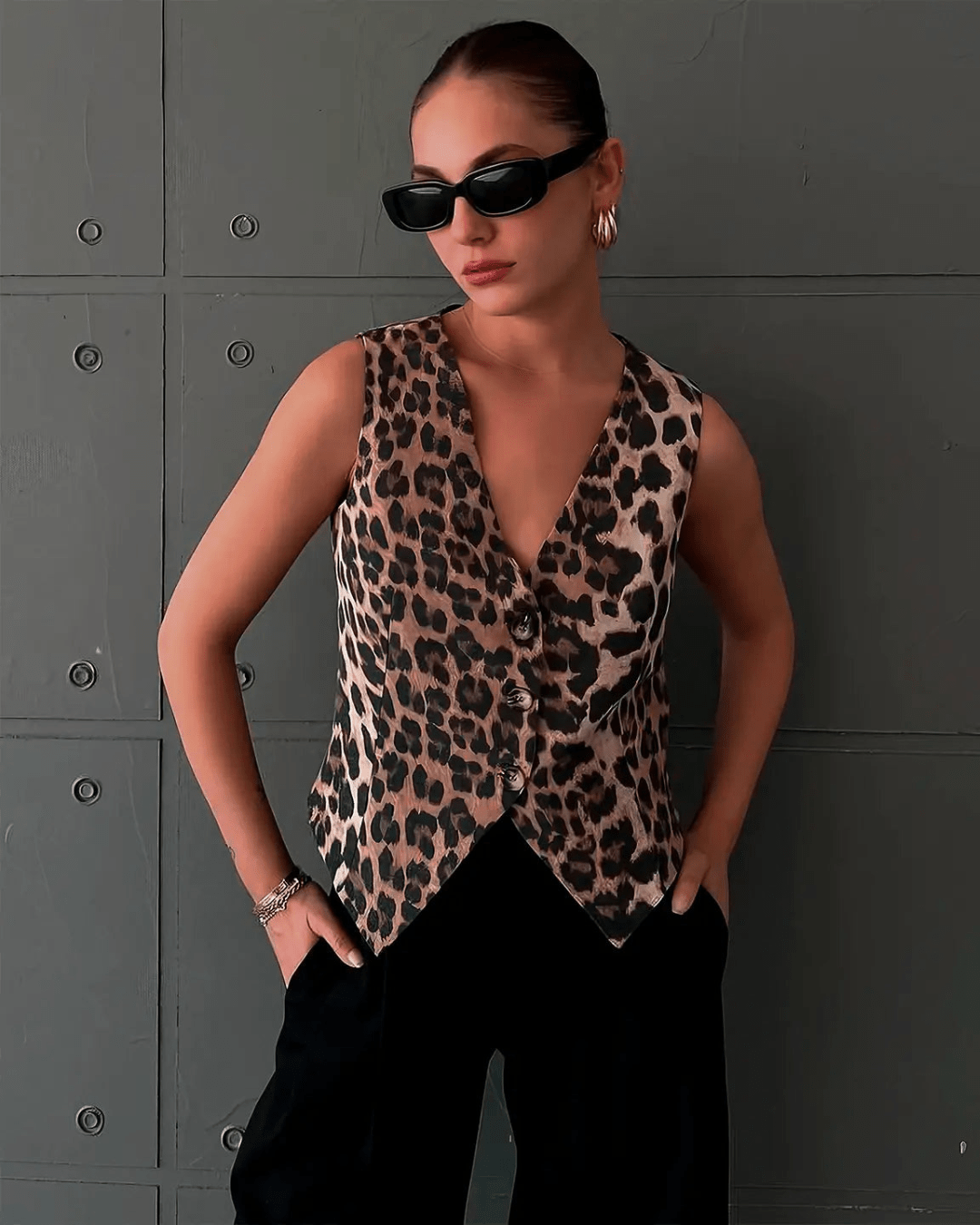 Gilet con stampa leopardata Pilar