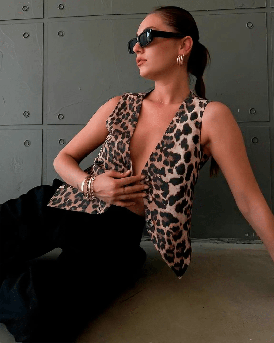 Gilet con stampa leopardata Pilar