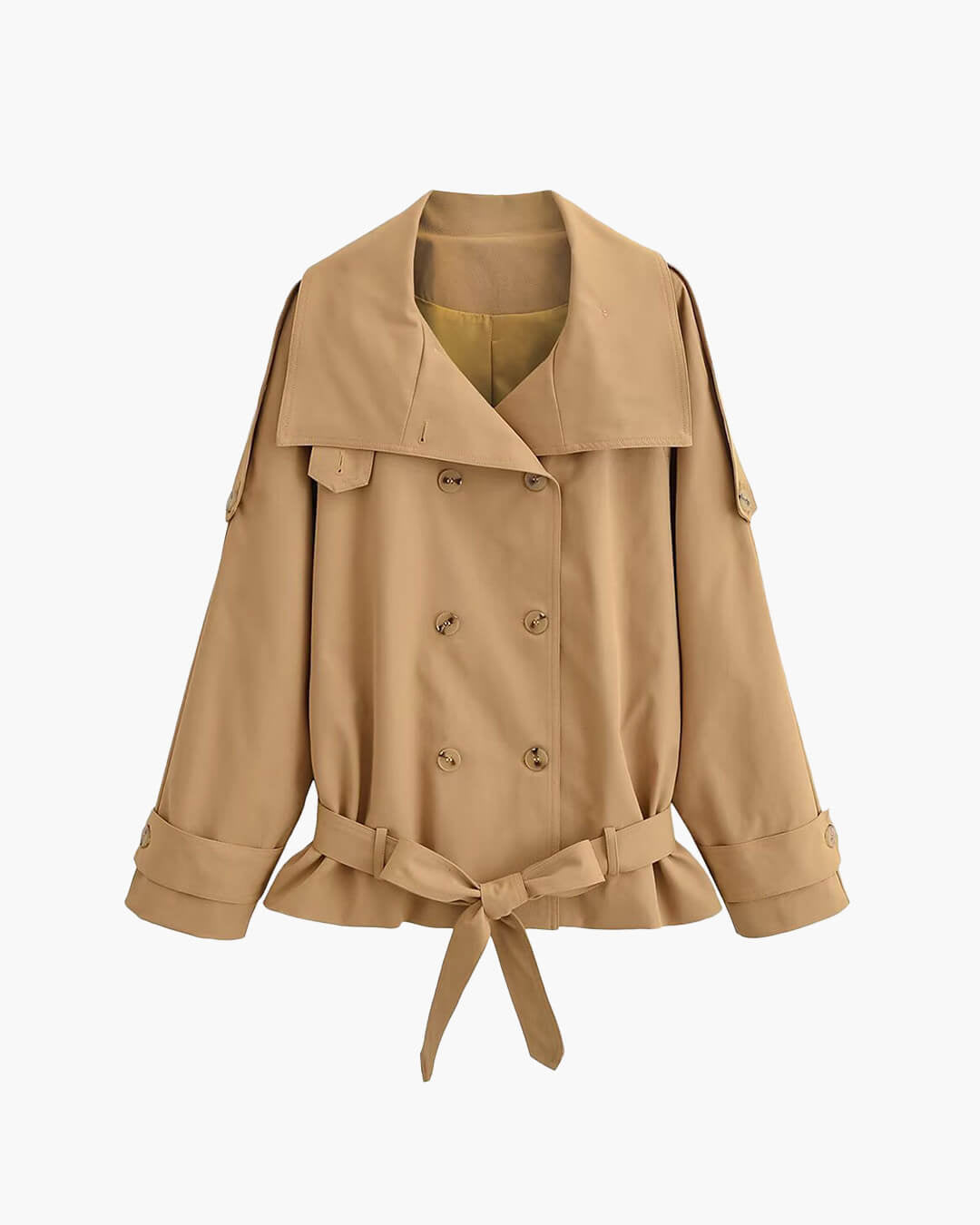 Cappotto Portia con collo alto e lacci