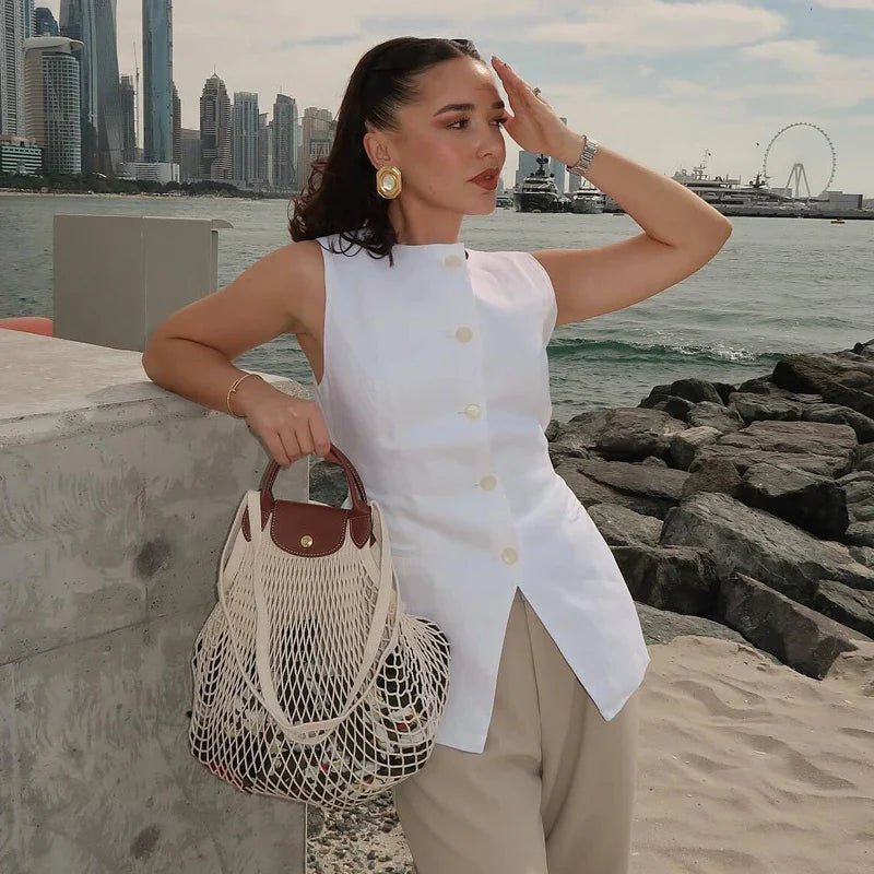 Top gilet Priya con bottoni