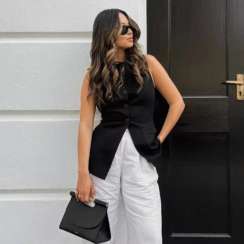 Top gilet Priya con bottoni