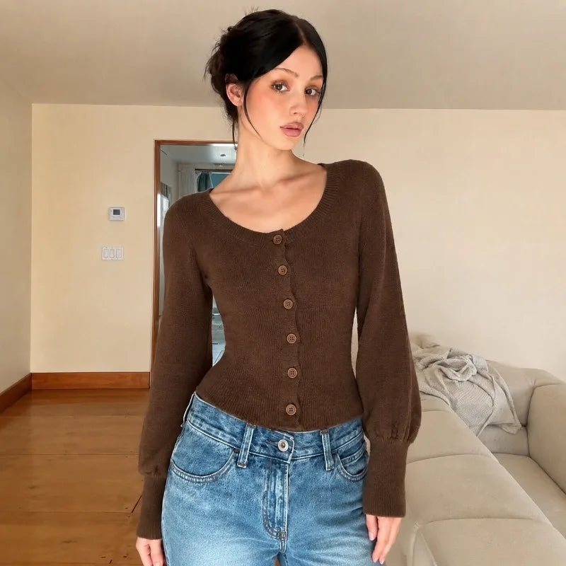 Cardigan in maglia con maniche a sbuffo Mae