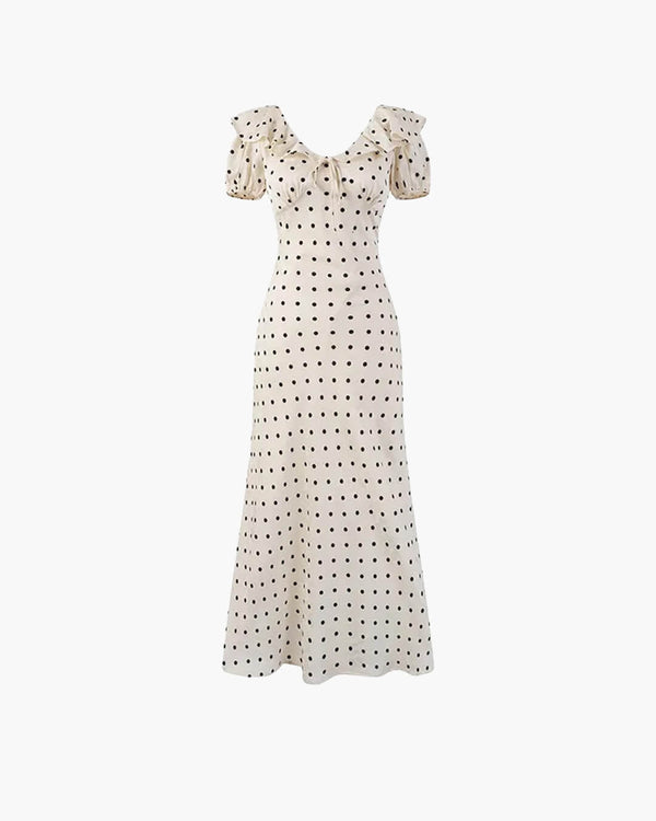 Abito lungo con scollo a V e pois Rachel