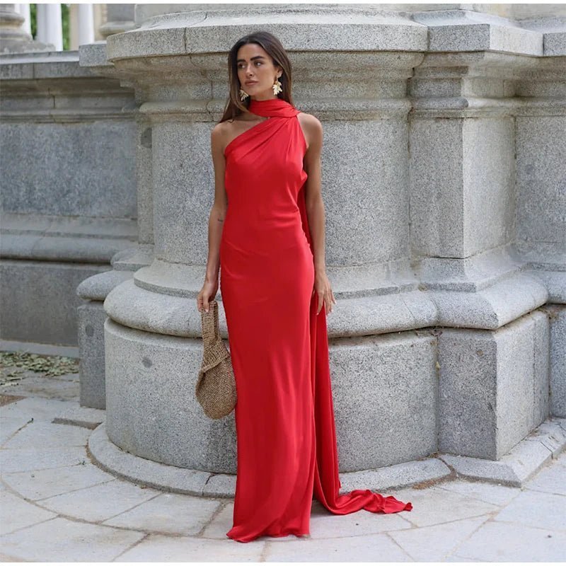 Raisa - Abito da sera senza schiena con fiocco in raso