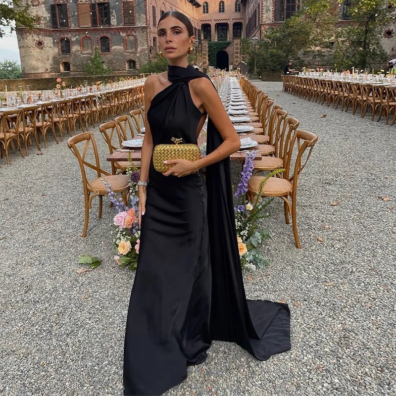 Raisa - Abito da sera senza schiena con fiocco in raso