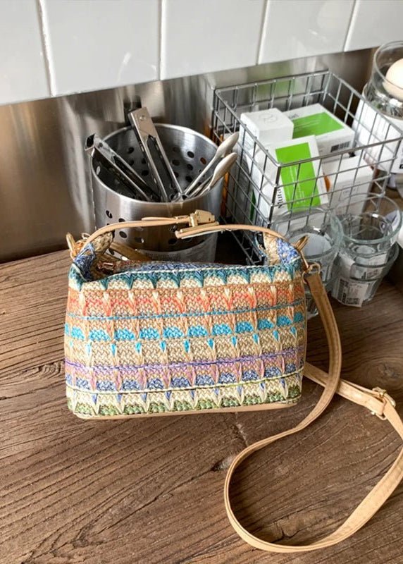 Borsa a tracolla in rafia intrecciata Raphaela