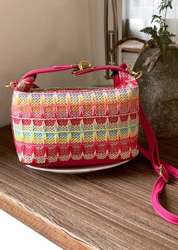 Borsa a tracolla in rafia intrecciata Raphaela