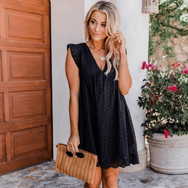 Minidress Regine senza maniche con scollo a V