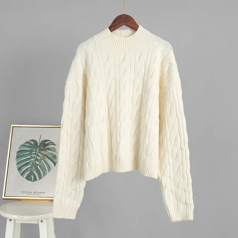 Maglione a trecce con collo alto Freja