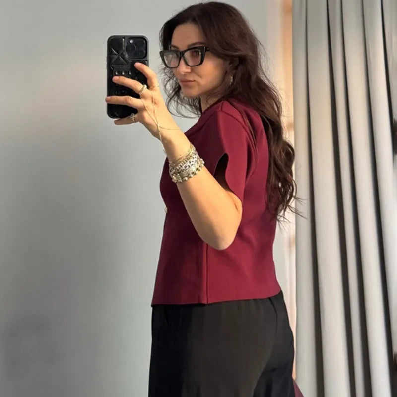 Cardigan a coste con bottoni e scollo a V