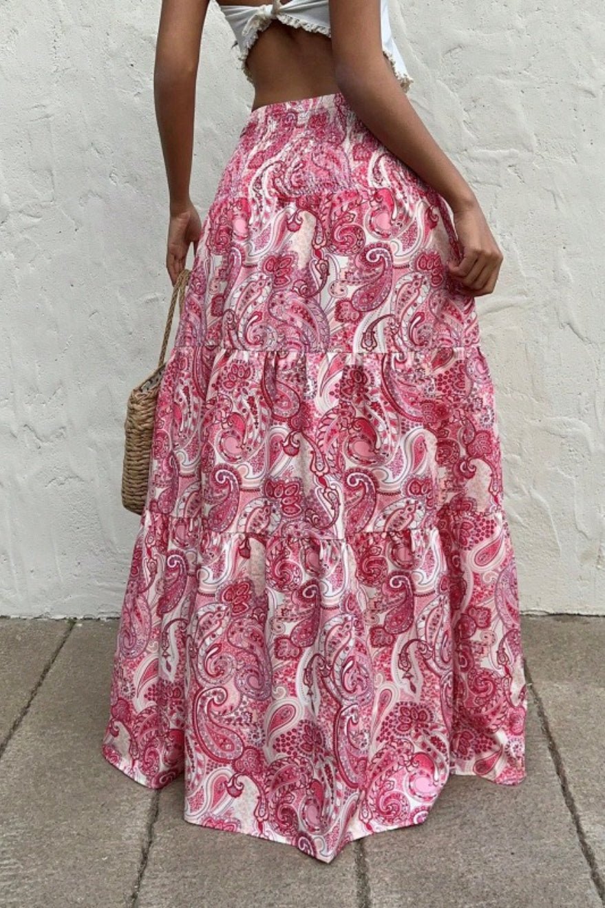 Riley Elastic Waist Paisley Maxi Skirt