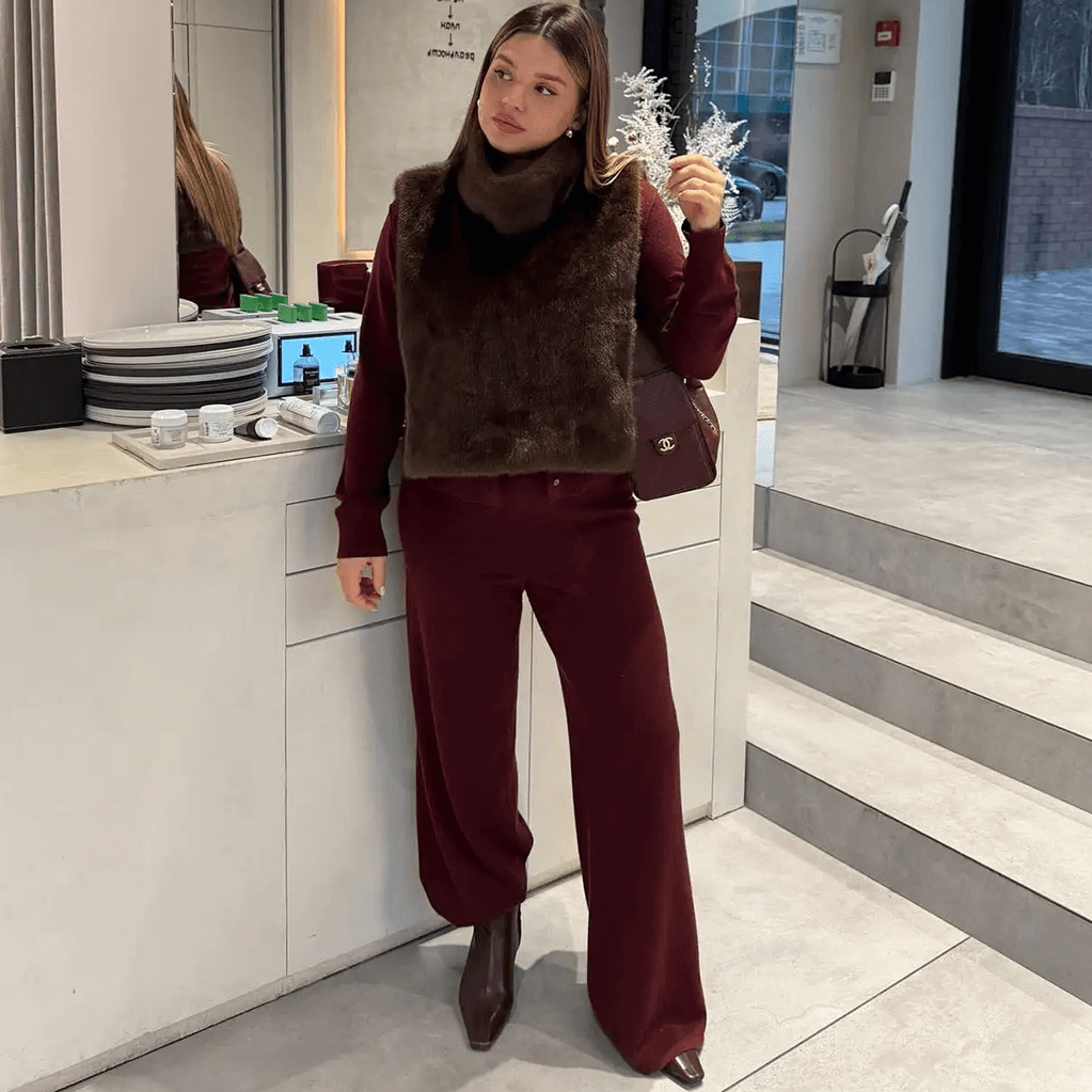 Gilet a collo alto in pelliccia sintetica Rina