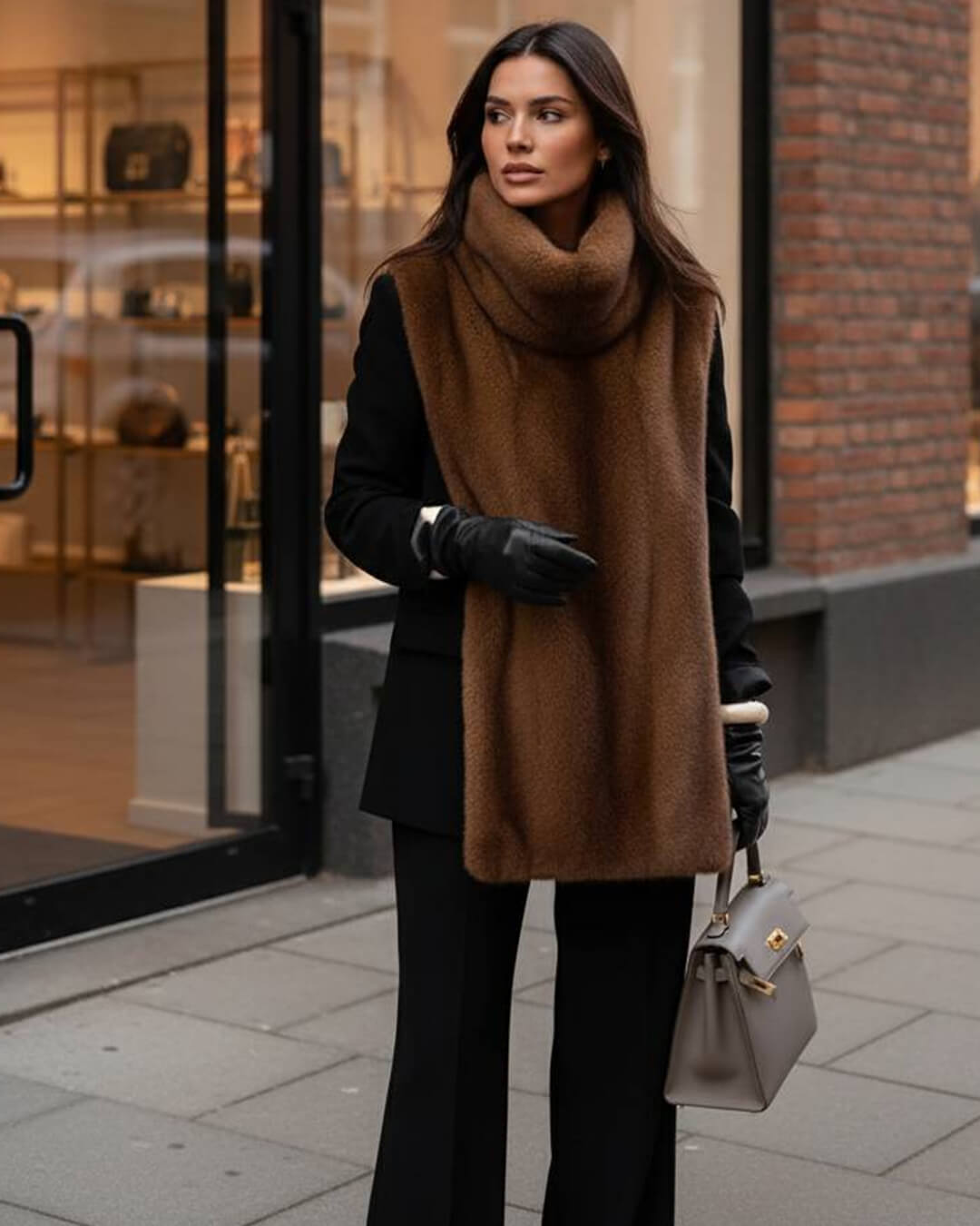 Gilet a collo alto in pelliccia sintetica Rina