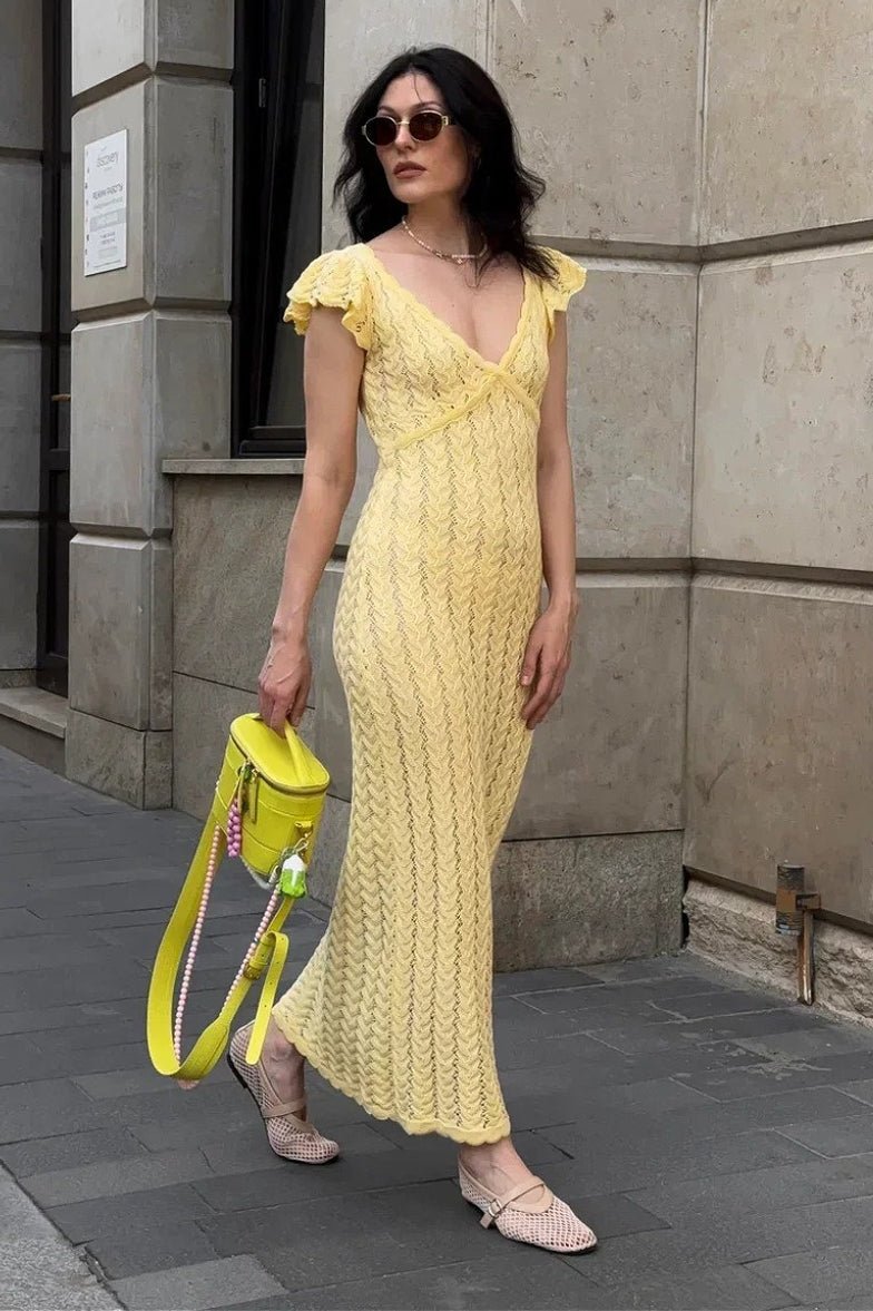 Abito midi Roan in maglia con volant