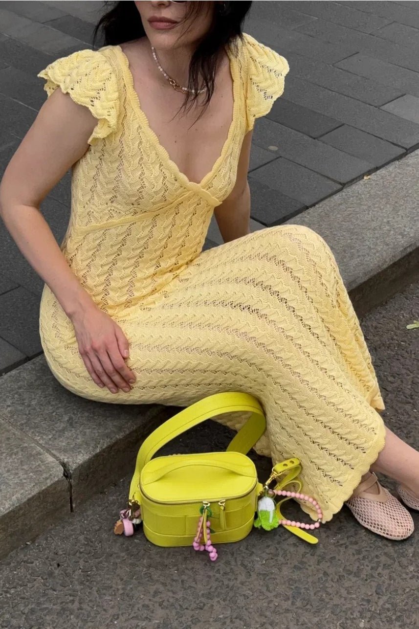 Abito midi Roan in maglia con volant