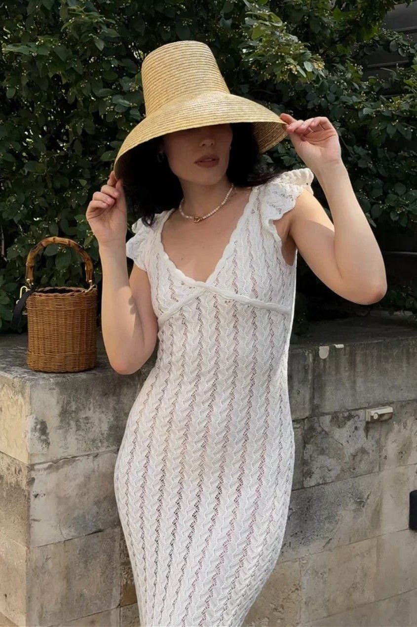 Abito midi Roan in maglia con volant