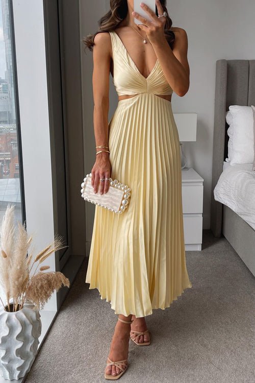 Abito lungo smanicato con cut-out e scollo a V Rona