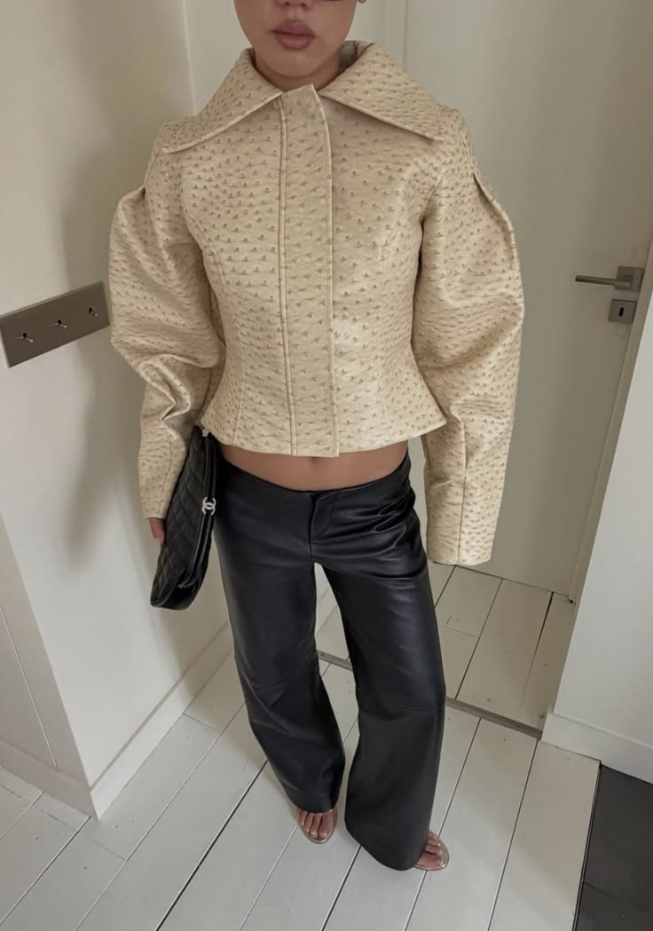 Giacca in ecopelle effetto struzzo Rosette