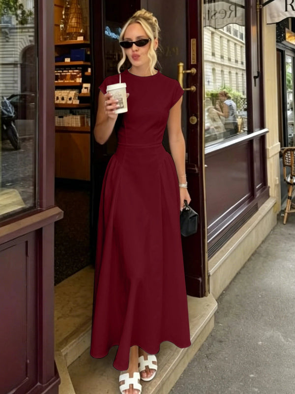 Abito lungo Ruby svasato con maniche corte