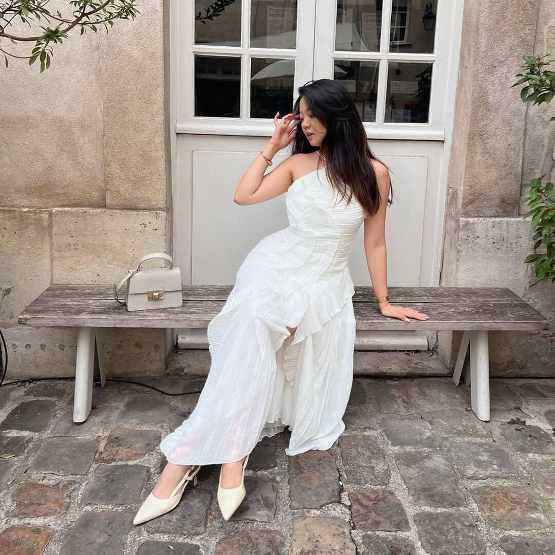 Abito in tulle con volant Ruffa