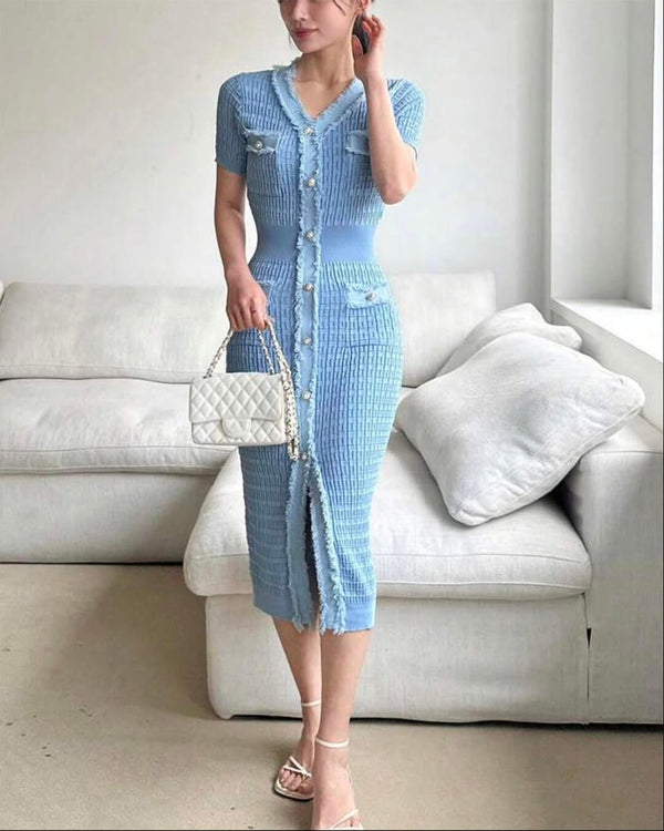 Abito in maglia Sabrina con scollo a V