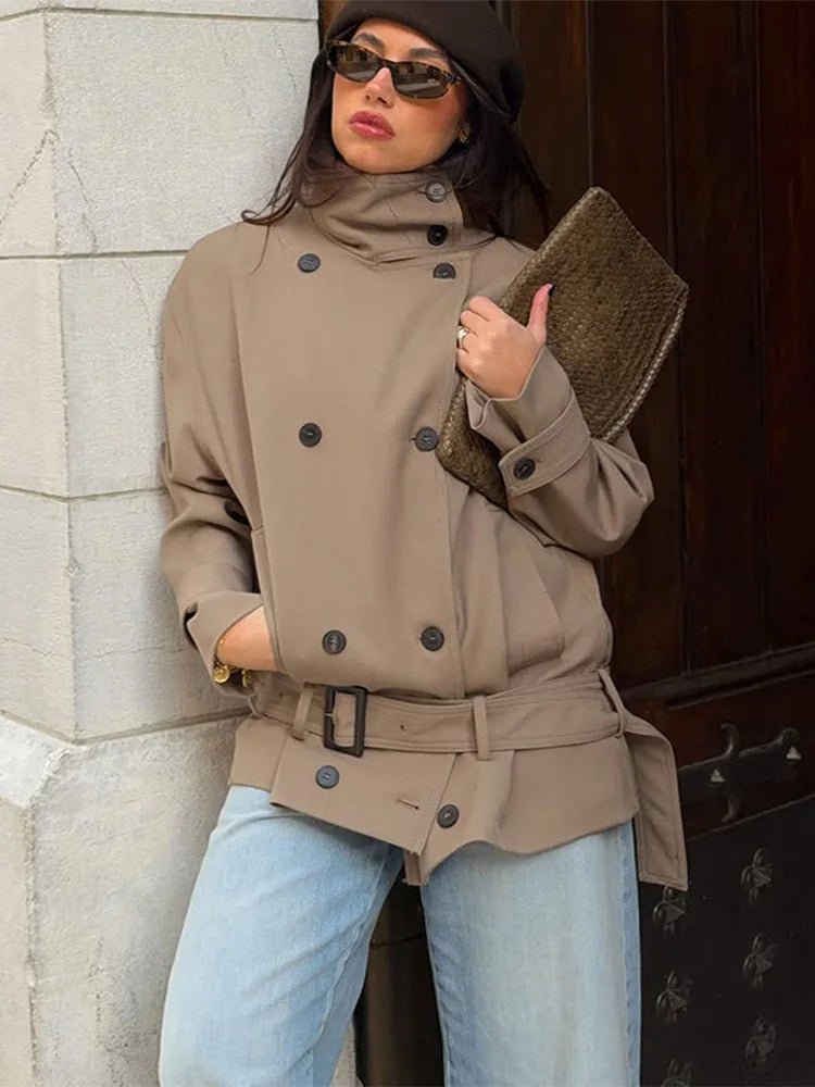 Cappotto trench corto con cintura Saddie