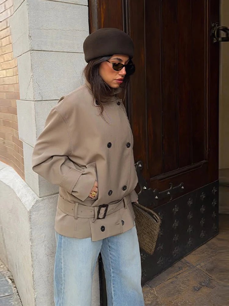 Cappotto trench corto con cintura Saddie