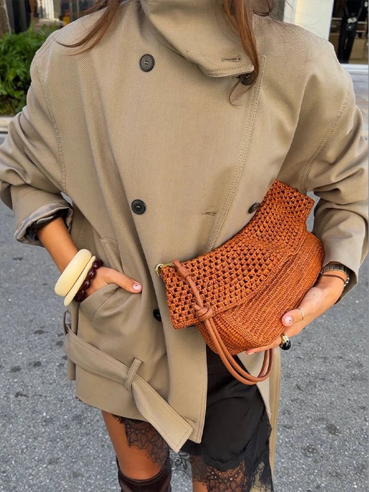 Cappotto trench corto con cintura Saddie