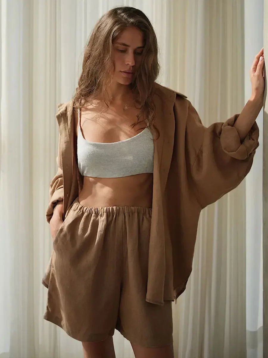 Completo di pantaloncini con colletto e maniche a lanterna Sally