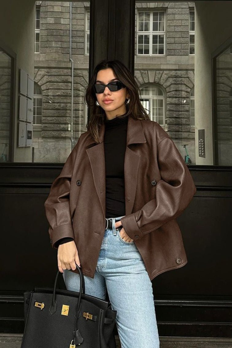 Cappotto in pelle dal taglio morbido e vintage Sandra