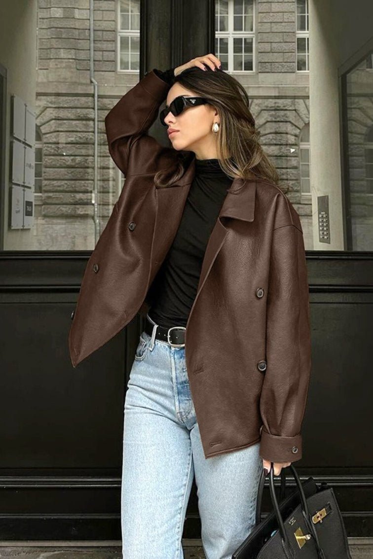 Cappotto in pelle dal taglio morbido e vintage Sandra