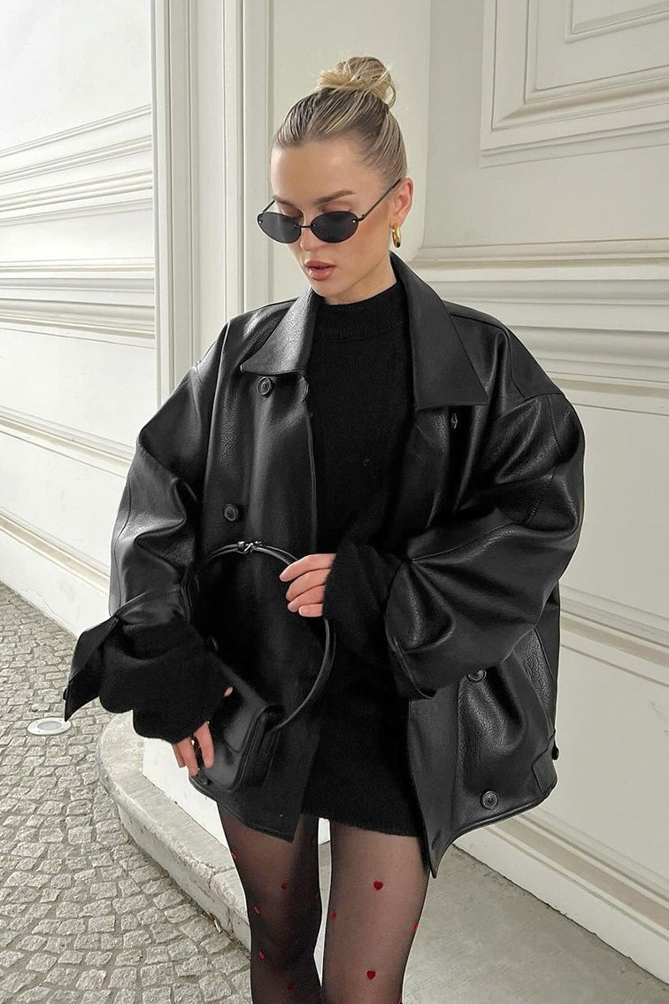 Cappotto in pelle dal taglio morbido e vintage Sandra
