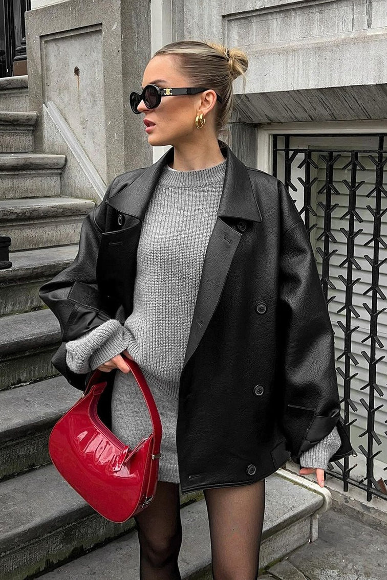 Cappotto in pelle dal taglio morbido e vintage Sandra