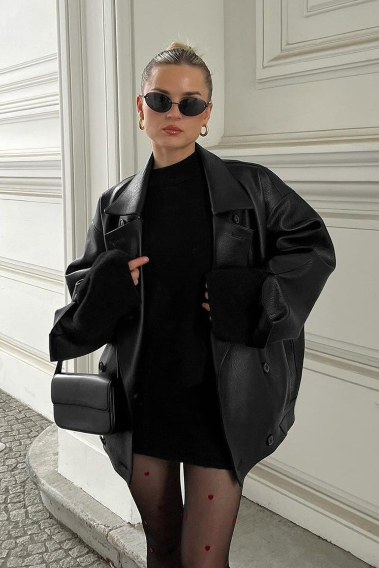 Cappotto in pelle dal taglio morbido e vintage Sandra