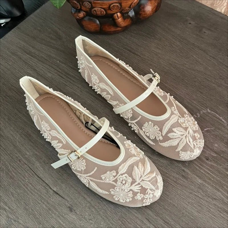 Ballerine in mesh con perline Sarah