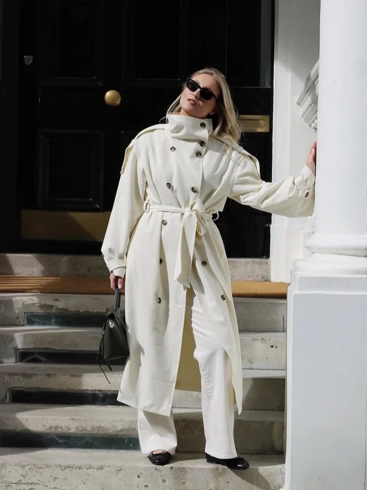 Trench con collo alto e cintura Sarah