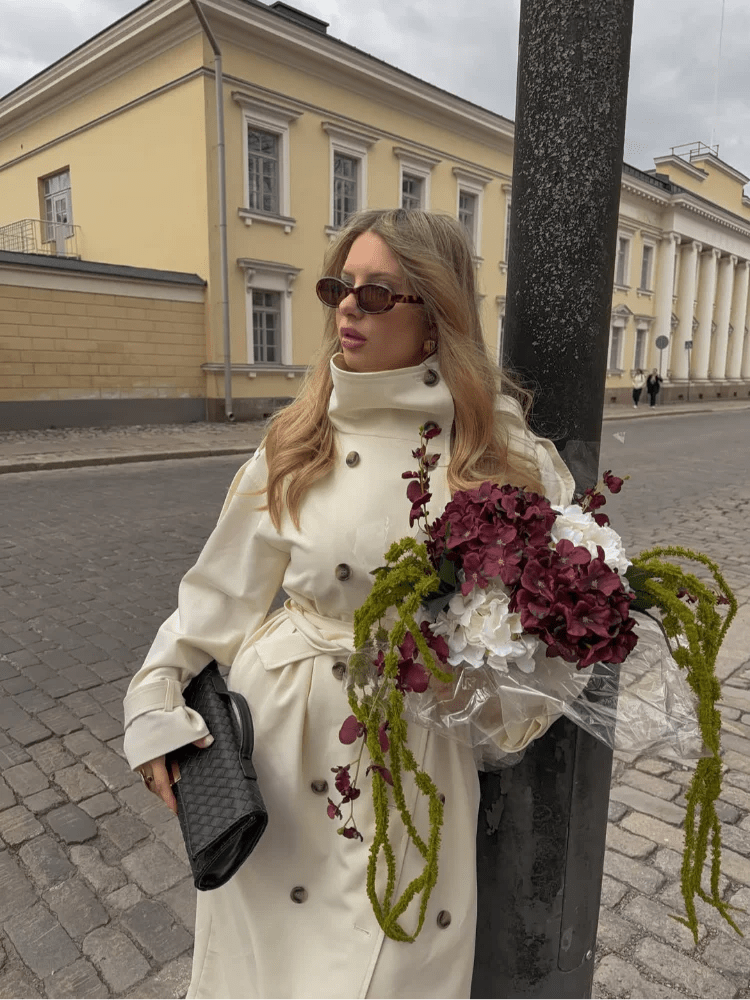 Trench con collo alto e cintura Sarah