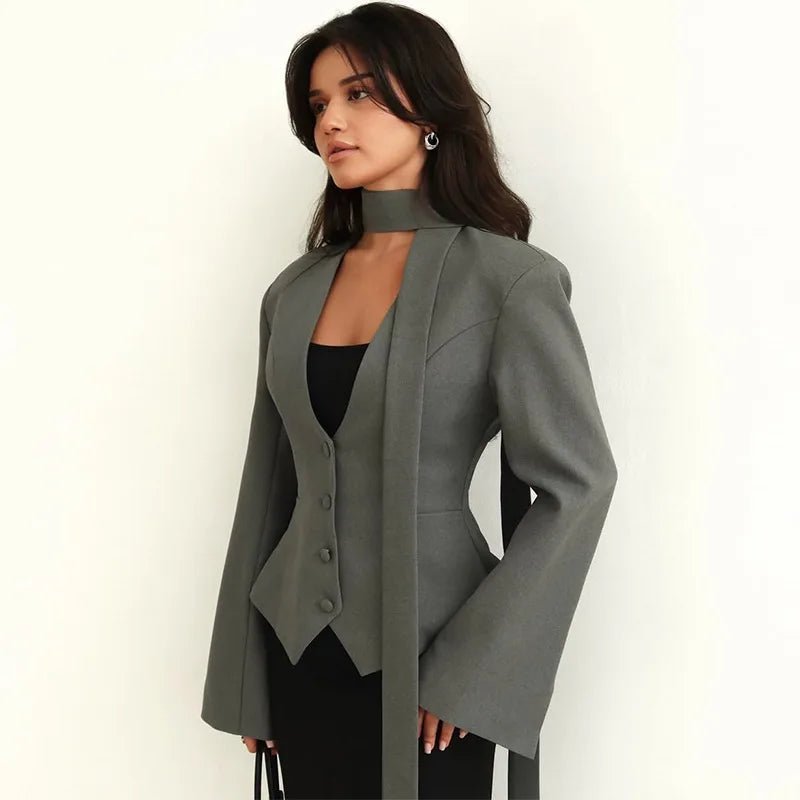 Cappotto blazer con sciarpa Scarlett