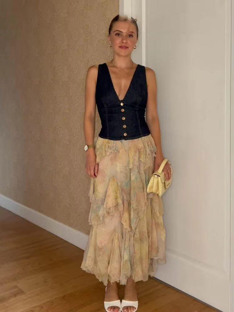 Gonna lunga Serena in stile boho a balze