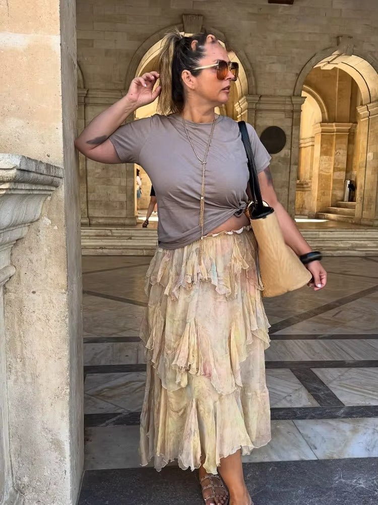 Gonna lunga Serena in stile boho a balze