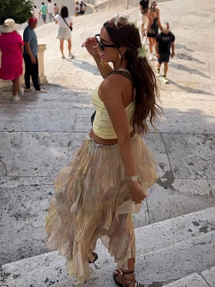 Gonna lunga Serena in stile boho a balze