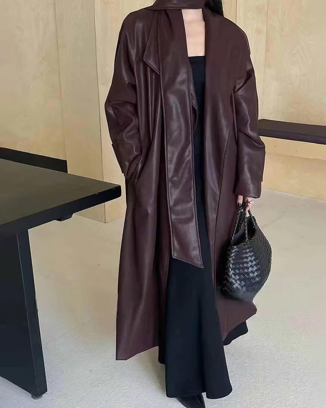 Shiela Trench lungo in ecopelle