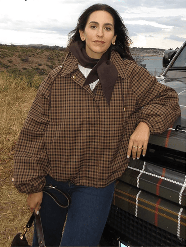 Giacca camicia a quadri con cappuccio Shirley