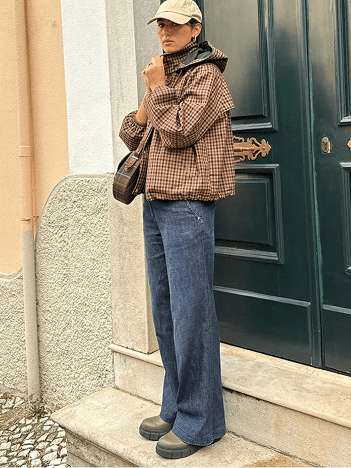 Giacca camicia a quadri con cappuccio Shirley