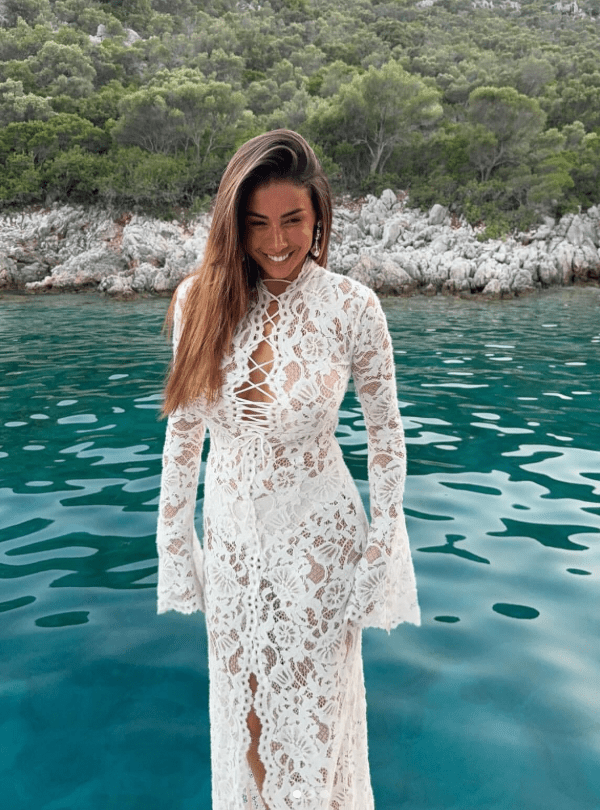 Sienna Lace Tie High Split Dress