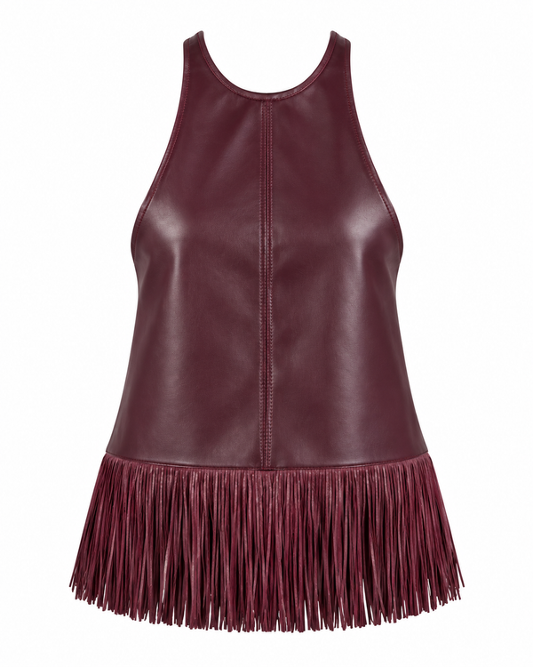 Top all'americana Sierra con frange in similpelle