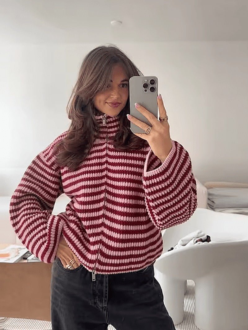 Maglione Simona in maglia con zip