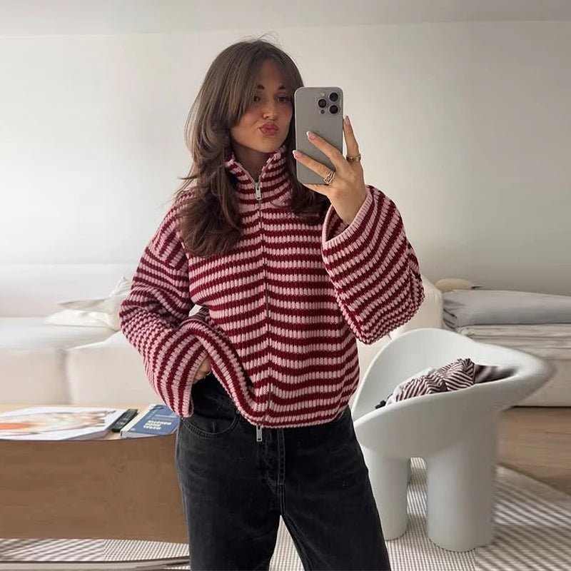 Maglione Simona in maglia con zip